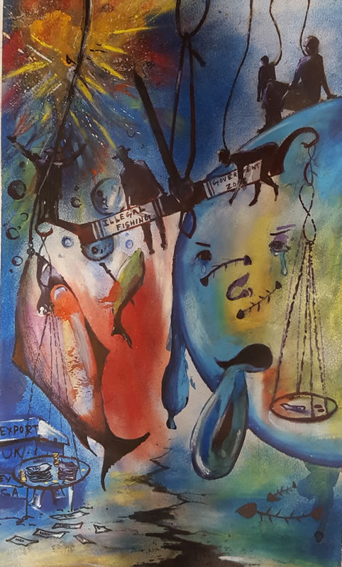 "Fishing Disaster" by Supratik Das, Age 14, India "Fishing Disaster" by Supratik Das, Age 14, India