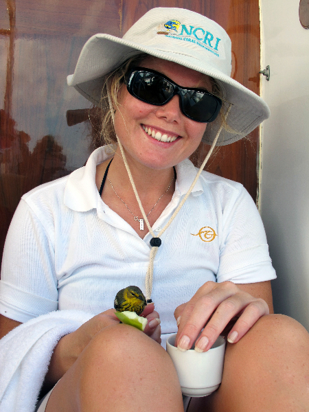 Georgina Evans with a bird.