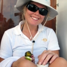 Georgina Evans with a bird.