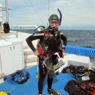 Amanda Williams preparing for a dive.