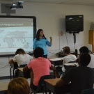 Our Director of Education, Amy Heemsoth teaching 10th grade Biology students about the basics of mangroves at Forest Heights Academy.