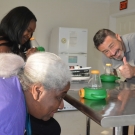 Teachers from Abaco Central High School and Forest Heights Academy enjoy identifying marine animals during professional development training at FRIENDS Kenyon Center Lab.