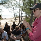 Ryann Rossi, PhD Candidate at North Carolina State University explains the disease symptoms that the students should be looking for when collecting leaves from their quadrat.