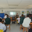 Ryann Rossi, PhD Candidate at North Carolina State University explains the basics of plant disease with B.A.M. year 2 students at Forest Heights Academy.