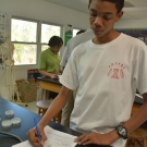 Before students begin "plating" their potentially disease leaves in agar, they first must draw their leave and label the areas where there are lesions present.