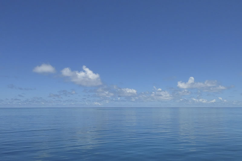 Glassy calm seas make for happy scientists in the Chagos Archipelago.