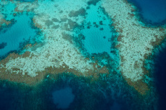 An aerial view of coral reefs along the West Coast of Babeldaob Island, Republic of Palau
