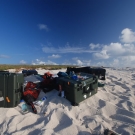 Film gear on the Beach of Huon, New Caledonia.