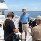 Cameraman Doug Allan shoots an interview with Captain Philip Renaud, Executive Director of the Living Oceans Foundation, aboard the M/Y Golden Shadow.