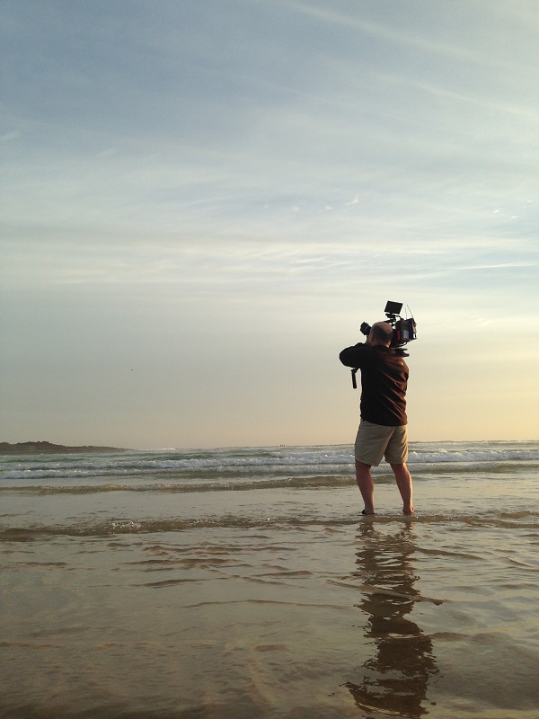 Cameraman Doug Allan filming on the coast of Senegal.