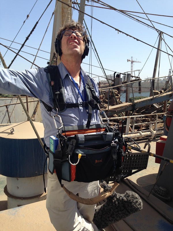 Mike Kasic records sound for our upcoming Smithsonian Channel film, "An Ocean Mystery: The Missing Catch."