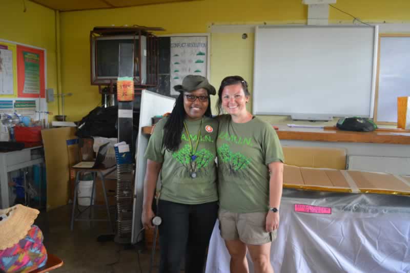 Amy Heemsoth Director of Education for the Foundation and Fulvia Nugent Biology Teacher at William Knibb High School celebrate another successful year of the JAMIN program.