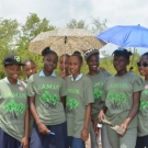 Students from Holland High School take a break and pose for a group photo.