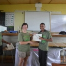 Amy Heemsoth, the Foundation's Director of Education, and William Knibb High School Biology teacher Fulvia Nugent, conduct a short JAMIN award ceremony for the students.