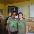 William Knibb High School student sang a song in thanks for the JAMIN program. She is photographed here with the Foundation's Director of Education, Amy Heemsoth.