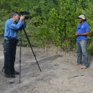 Videographer Art Binkowski films an interview with Scientific Officer, Camilo Trench from the University of the West Indies Discovery Bay Marine Lab.