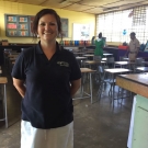 Director of Education, Amy Heemsoth prepares to meet students at William Knibb High School for the first time. These students will participate in a yearlong J.A.M.I.N. program that lasts from September to May.