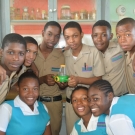 William Knibb students take a break from looking at mangrove organisms to take a group photo.