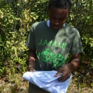 Student from William Knibb High School takes the initiative to record data for his group.