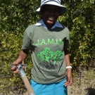 Collecting soil samples when the ground is hard and dry is a tough task; however, this student from William Knibb High School managed to collect a large sample.