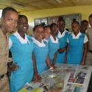 Students at William Knibb High School can barely wait to hear about the mangrove organisms that we brought in for "show-and-tell." Many students are seeing and touching these organisms for the first time.