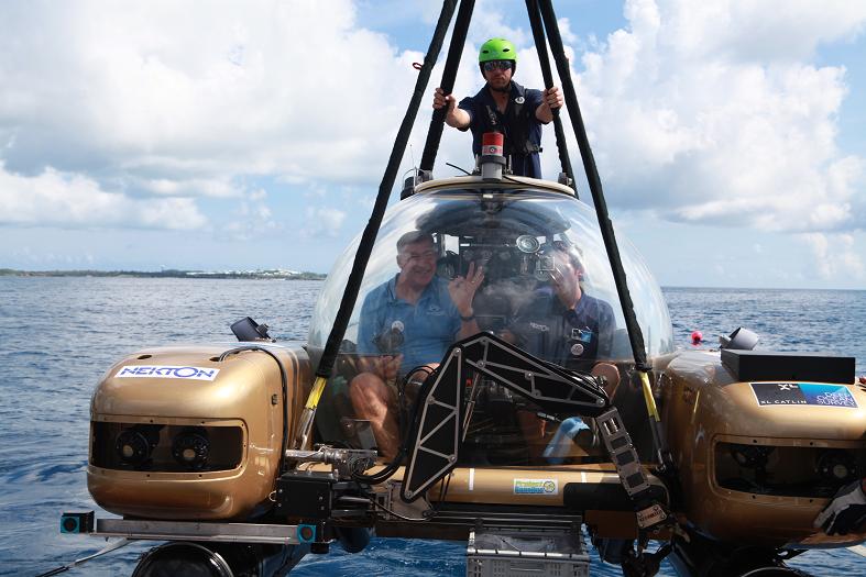 Captain Philip G. Renaud of the Khaled bin Sultan Living Oceans Foundation heads out on a 2nd Nekton submersible.