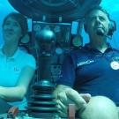 Dr. Fanny Douvere heading deep into the Sargasso Sea in a Nekton Submersible.