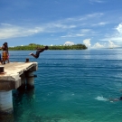 Kids in Gizo cooling off from the hot afternoon sun.