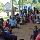 Patututiva Community listening to LOF coral reef education program. 