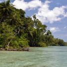 Solomon Islands tropical oasis near Morovo Lagoon.