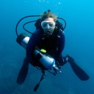 Researcher Renee Carlton hard at work studying the effect of ocean acidification on corals.