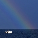 A beautiful way to start the day - a rainbow greets the groundtruthing team.