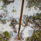 Traditional fishing weight used to sink handlines – made of palm fronds tied around a rock.