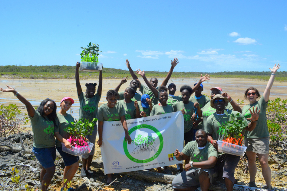 Students at Abaco Central High School are excited to plant their mangrove seedlings after nurturing them for the past 7 months.