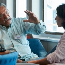 Dr. Daniel Pauly from the Sea Around Us Project and Alison Barrat of the Khaled bin Sultan Living Oceans Foundation discuss the future of fisheries. (© Andreas Krueger/UNESCO)