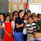 Director of Education enjoying taking selfie photos with students from GPS Neiafu