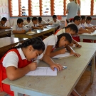 Students at GPS Tu'anekivale diligently taking coral reef survey