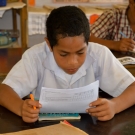 GPS Tu'anekivale student taking coral reef survey