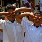 Students at GPS Tu'anekivale making funny faces for the photographer.