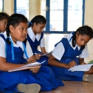 Students at Mailefihi Siu'ilikutapu College listening to 'Apai give instructions.