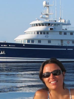 Dr. Sonia Bejarano, Living Oceans Foundation Fellow working off of the Golden Shadow