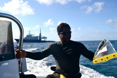 Heins Best getting a heading for a survey site