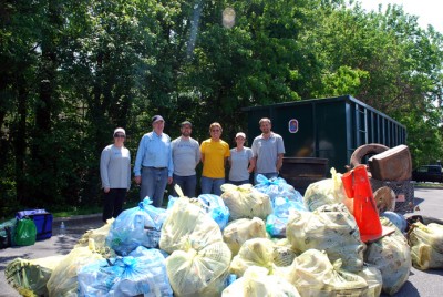 Foundation staff and our haul of garbage. From Left to right- Amy Heemsoth, Phil Renaud, Matthew Wallis, Andy Bruckner, Alison Barrat, and Brian Beck