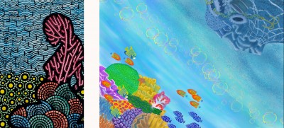 3rd Place: "Coral Reefs For Ever" by Hiba Khamlichi and "Two Faces of Coral Reefs" by Kang San Kim