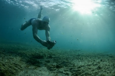Lewis Pugh swims the Aegian Sea.