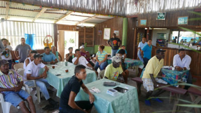 Members of the fishing community assembled to see the unveiling of the app