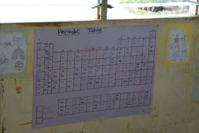 Periodic table on the wall at a Tongan school