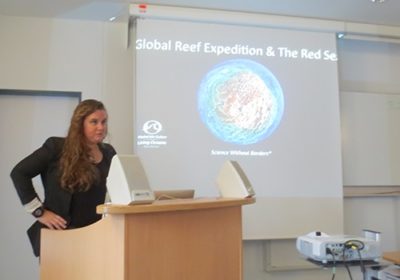 KSLOF Coral Reef Ecologist Alex Dempsey at the Red Sea Biodiversity Conference