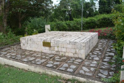 The grave of four unknown slaves that were exhumed from another part of the property and reburied here on Emancipation Day in 1997.