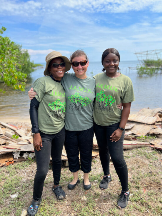 Shanna Thomas (UWI DBML), Amy Heemsoth (KSLOF), and Trudy Campbell (UWI DBML) celebrate the success of the J.A.M.I.N. program after overcoming COVID-induced delays.